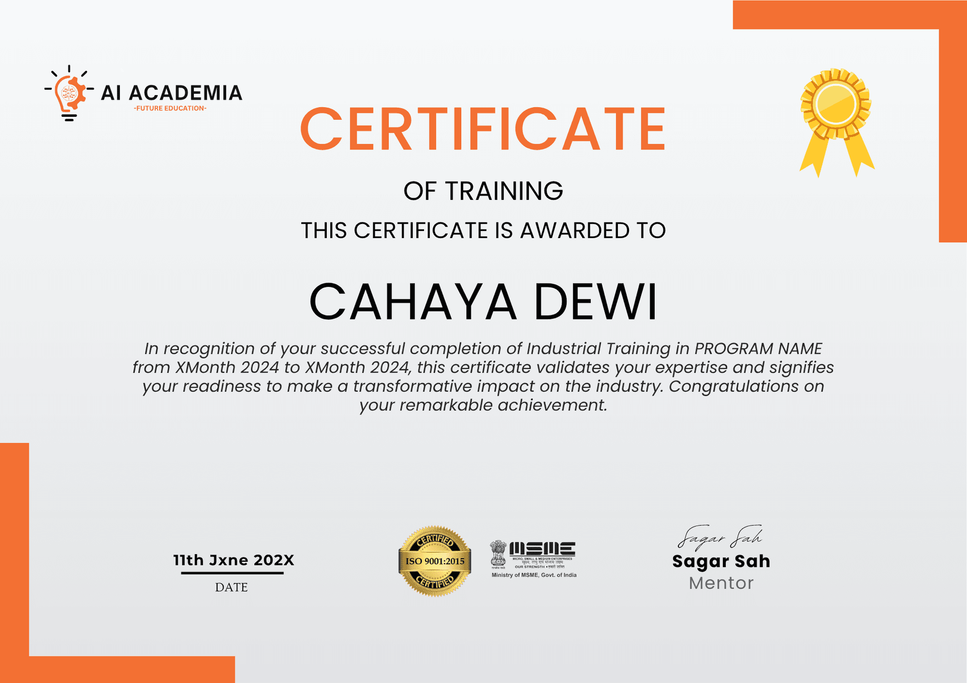 Certificate of Training